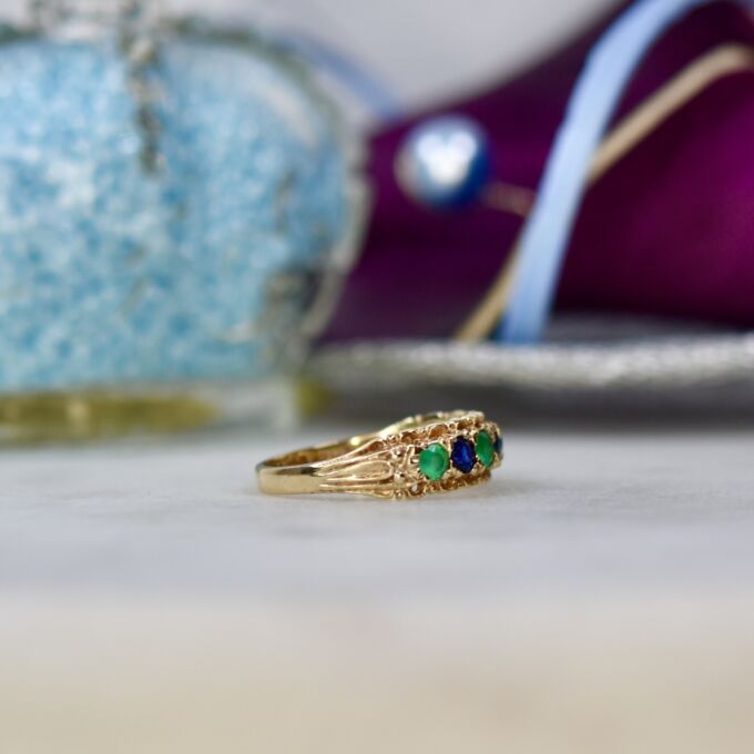Sapphire & Emerald Ring in 9ct Gold