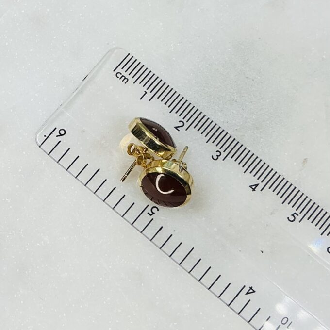 Carnelian Stud Earrings in 9ct Gold