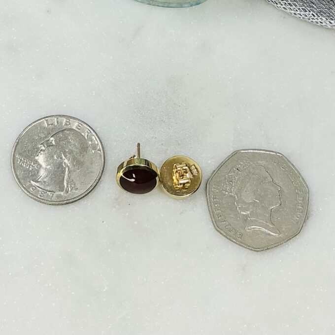 Carnelian Stud Earrings in 9ct Gold