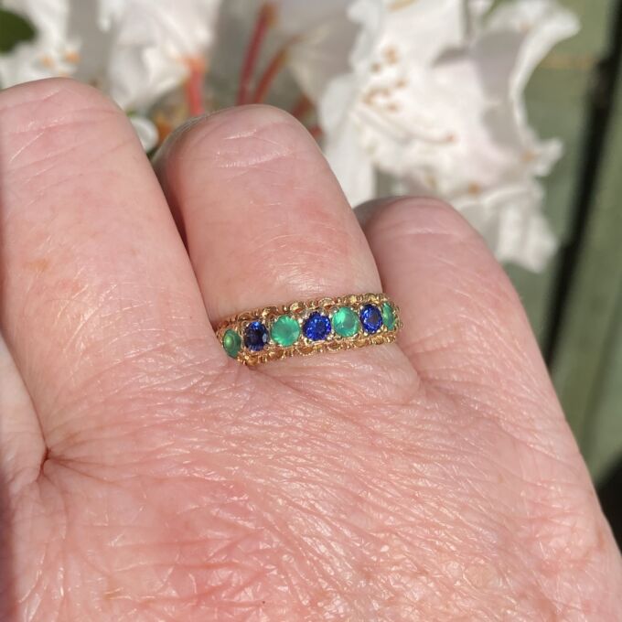 Sapphire & Emerald Ring in 9ct Gold