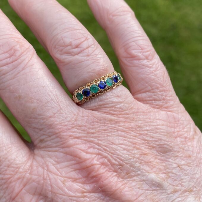 Sapphire & Emerald Ring in 9ct Gold