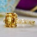 Citrine & Diamond Ring in 14ct Gold