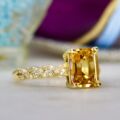 Citrine & Diamond Ring in 14ct Gold