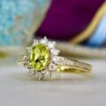 Peridot & Diamond Ring in 10ct Gold