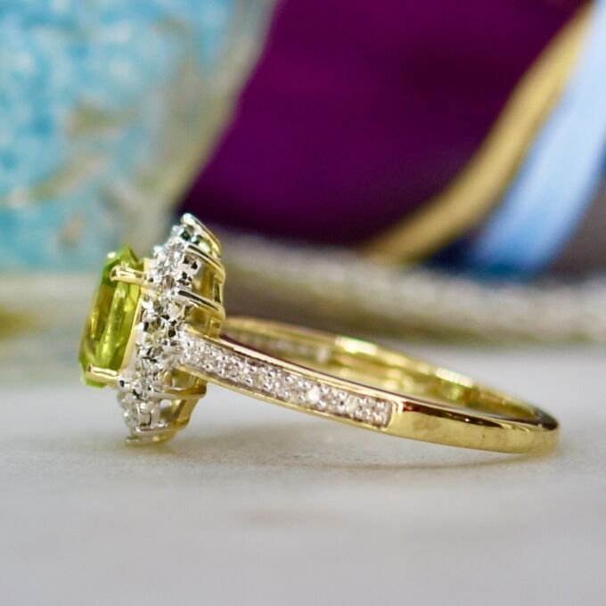 Peridot & Diamond Ring in 10ct Gold