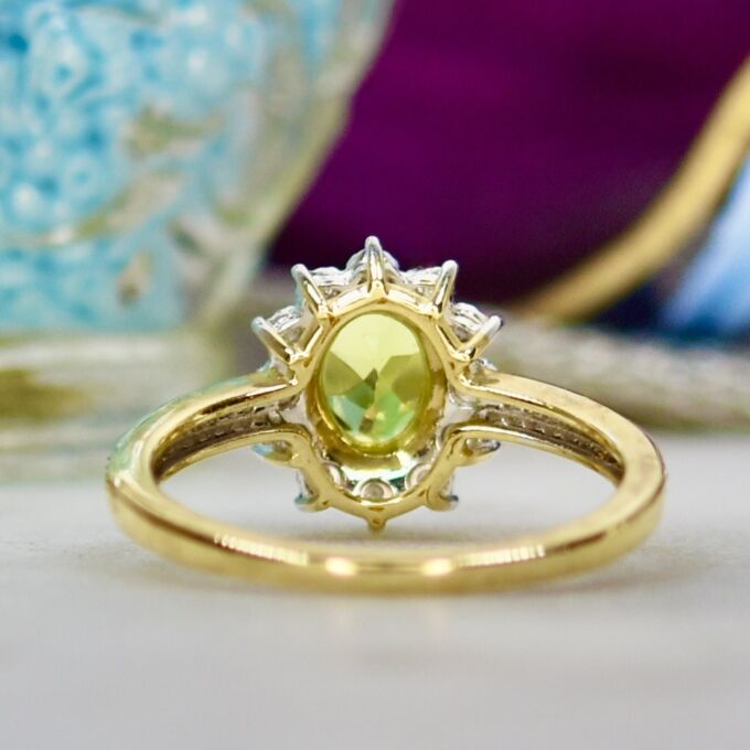 Peridot & Diamond Ring in 10ct Gold