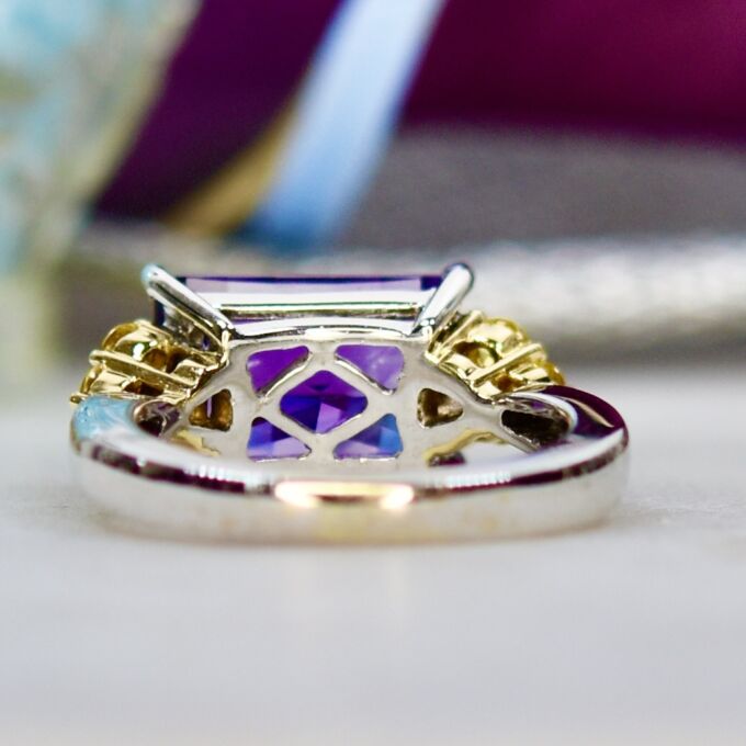 Fancy Amethyst, Sapphire & Diamond Ring in 18ct White Gold