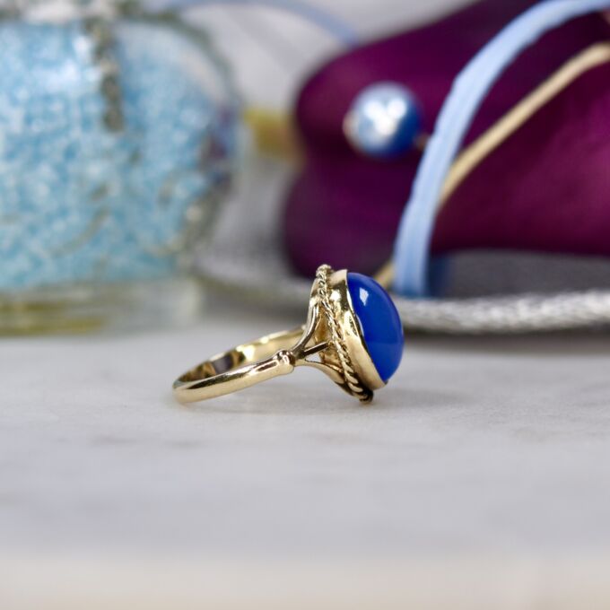 Blue Chalcedony Ring in 9ct Gold