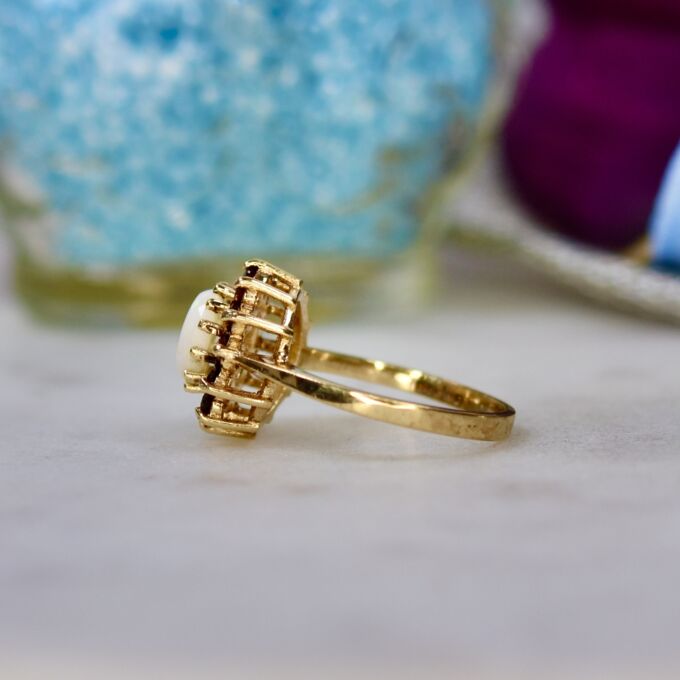 Opal & Garnet Cluster Ring in 9ct Gold