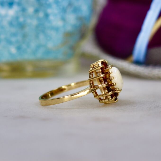 Opal & Garnet Cluster Ring in 9ct Gold