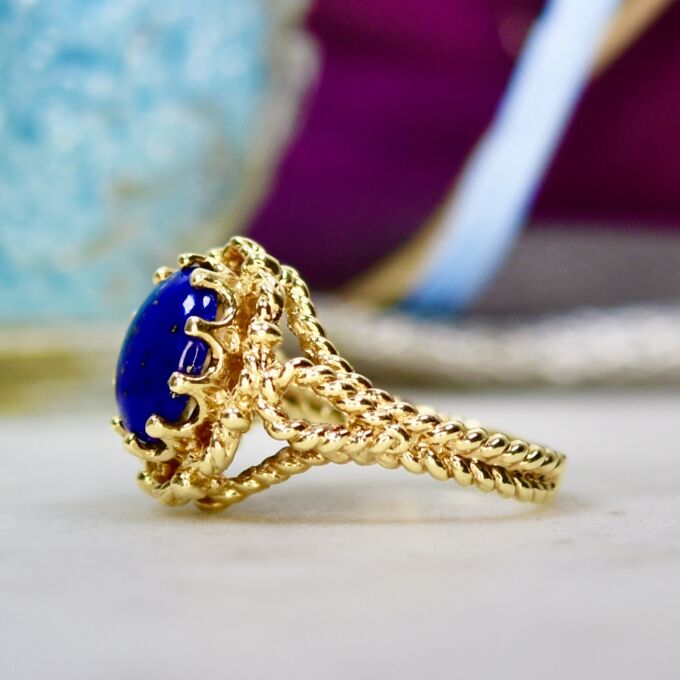 Lapis Lazuli Solitaire Ring in 14ct Gold