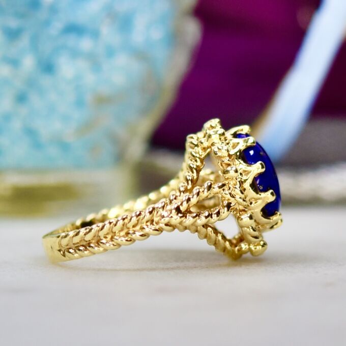 Lapis Lazuli Solitaire Ring in 14ct Gold