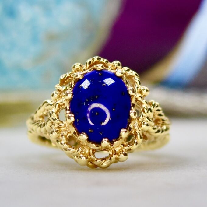 Lapis Lazuli Solitaire Ring in 14ct Gold
