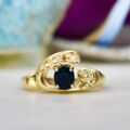 Teal Sapphire & Diamond Ring in 14ct Gold
