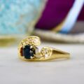 Teal Sapphire & Diamond Ring in 14ct Gold