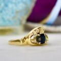Teal Sapphire & Diamond Ring in 14ct Gold