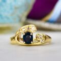 Teal Sapphire & Diamond Ring in 14ct Gold