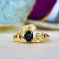 Teal Sapphire & Diamond Ring in 14ct Gold