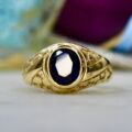 Synthetic Blue Sapphire Ring in 9ct Gold