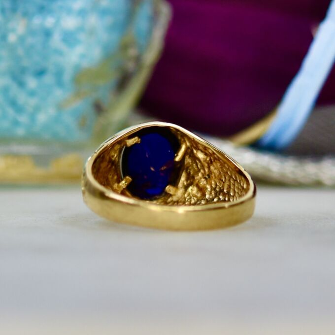 Synthetic Blue Sapphire Ring in 9ct Gold