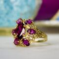 Rhodolite Garnet Cluster Ring in 10ct Gold