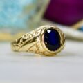 Synthetic Blue Sapphire Ring in 9ct Gold