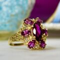 Rhodolite Garnet Cluster Ring in 10ct Gold