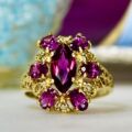 Rhodolite Garnet Cluster Ring in 10ct Gold