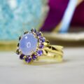 Chalcedony & Iolite Cluster Ring in 14ct Gold