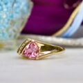 Trillion Pink Tourmaline & Diamond Ring in 14ct Gold