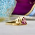 Trillion Pink Tourmaline & Diamond Ring in 14ct Gold
