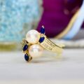 Pearl, Sapphire & Diamond Ring in 14ct Gold