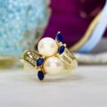 Pearl, Sapphire & Diamond Ring in 14ct Gold