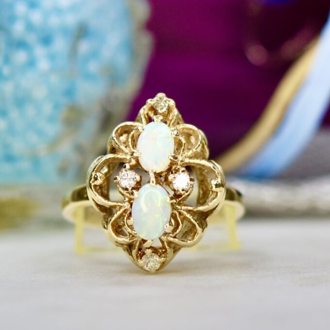 Opal & Diamond Ring in 14ct Gold