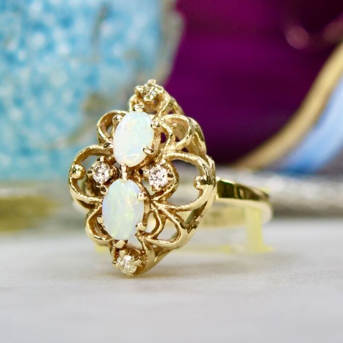 Opal & Diamond Ring in 14ct Gold