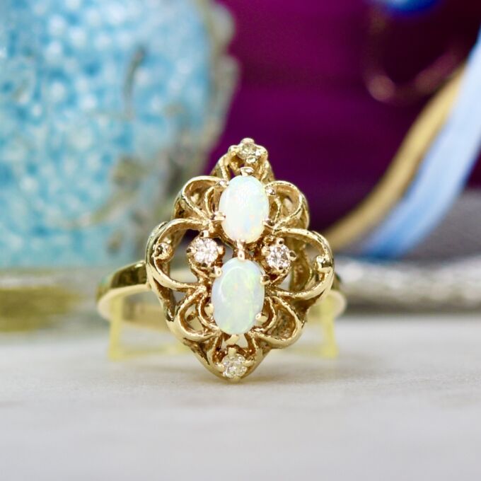 Opal & Diamond Ring in 14ct Gold