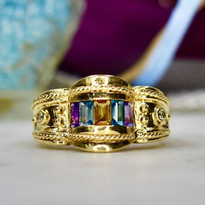 Ornate Multi Stone Ring in 14ct Gold