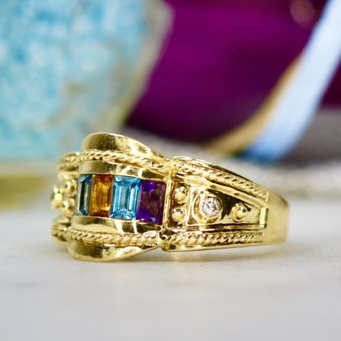 Ornate Multi Stone Ring in 14ct Gold