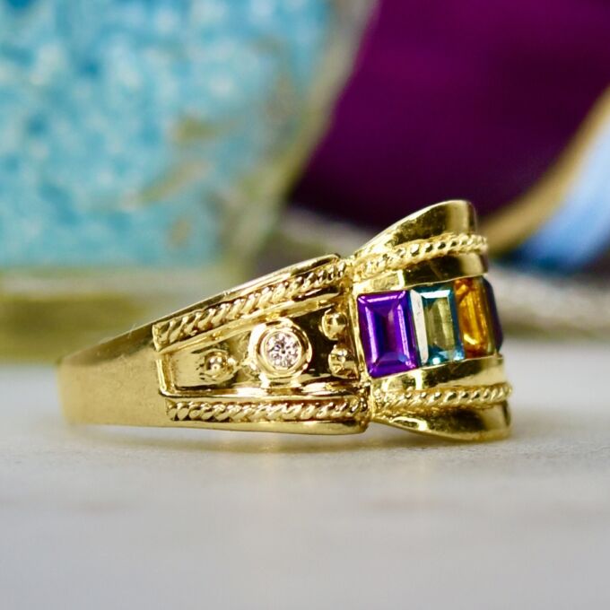 Ornate Multi Stone Ring in 14ct Gold