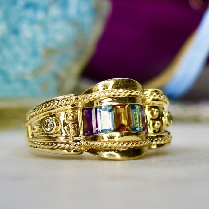 Ornate Multi Stone Ring in 14ct Gold