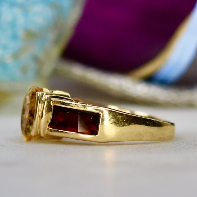 Citrine & Garnet Ring in 14ct Gold