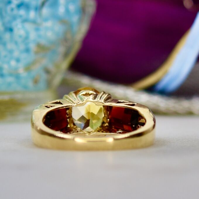 Citrine & Garnet Ring in 14ct Gold