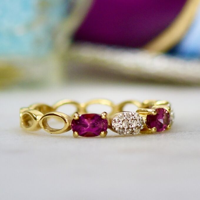 Garnet Stacking Band in 10ct Gold