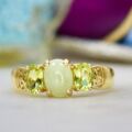 Jadeite & Peridot Ring in 14ct Gold