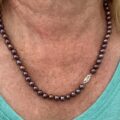 Freshwater Aubergine Pearl Necklace with 14ct Gold Clasp