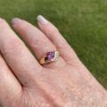 Trillion Pink Tourmaline & Diamond Ring in 14ct Gold