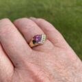 Trillion Pink Tourmaline & Diamond Ring in 14ct Gold