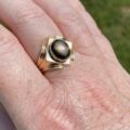 Synthetic Black Star Sapphire Ring in 10ct Gold