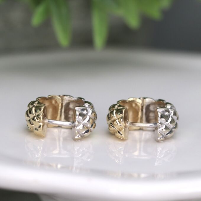 Two Tone Huggy Earrings in 14ct Gold