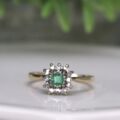 Emerald & Diamond Ring in 9ct Gold